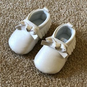 White sparkle moccasins
